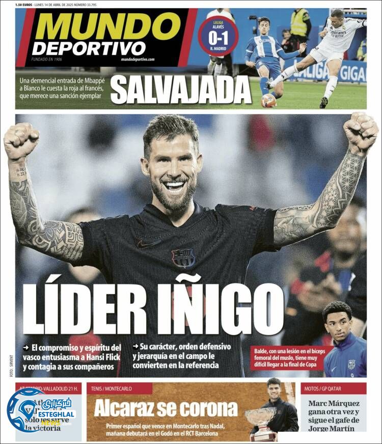روزنامه ورزشی موندو دپورتیوو دوشنبه 25 فروردین 1404 
