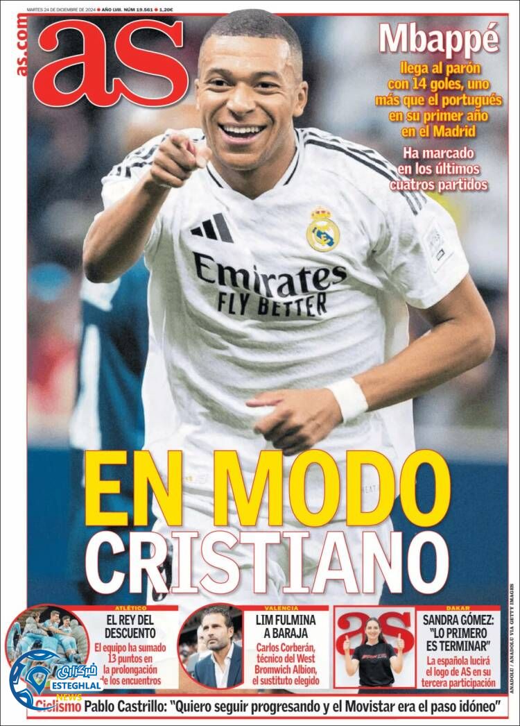 روزنامه ورزشی آ اس سه شنبه 4 دی 1403 