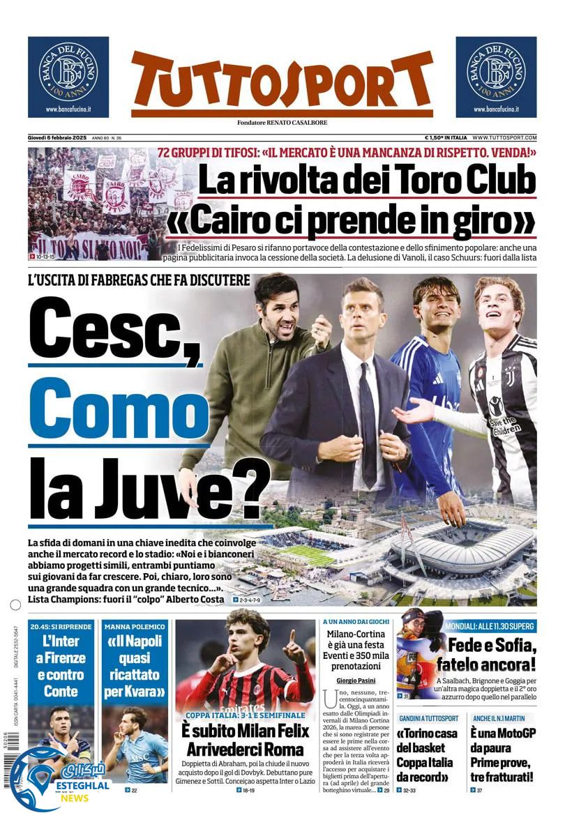 روزنامه  ورزشی توتو اسپورت پنجشنبه 18 بهمن 1403 