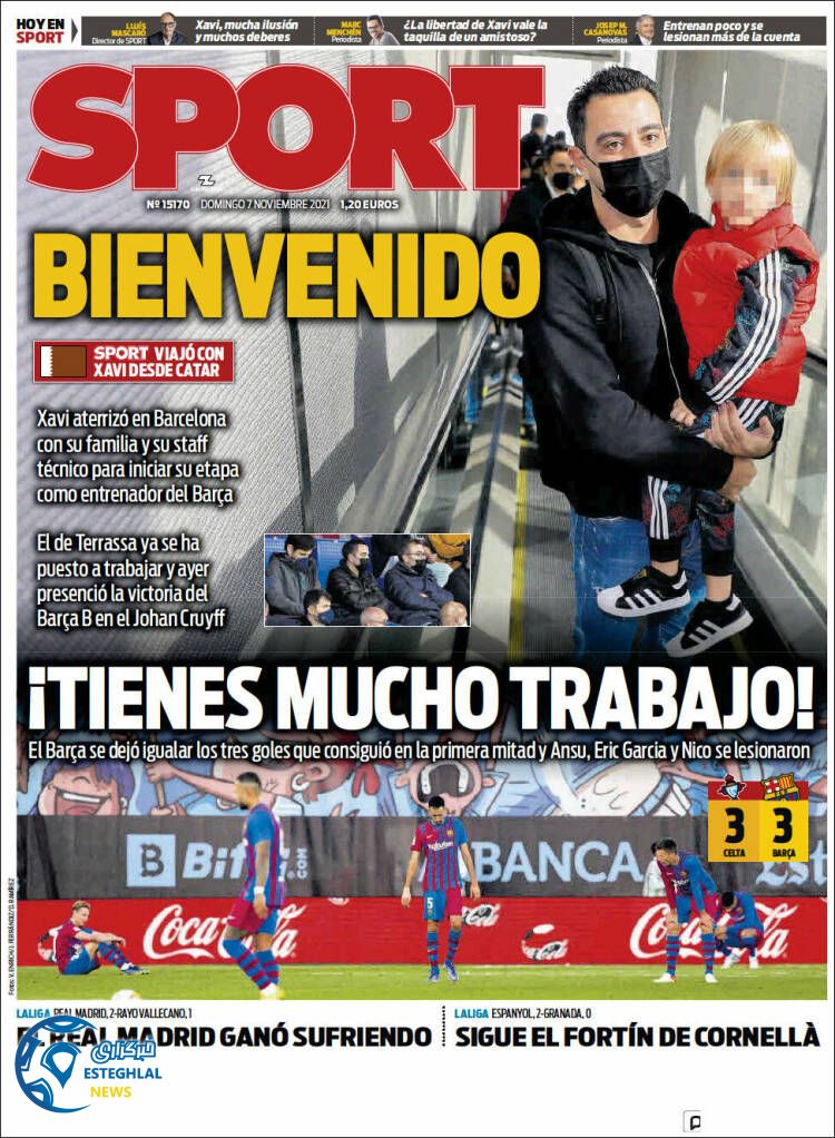 روزنامه ورزشی اسپورت یکشنبه 16 آبان 1400