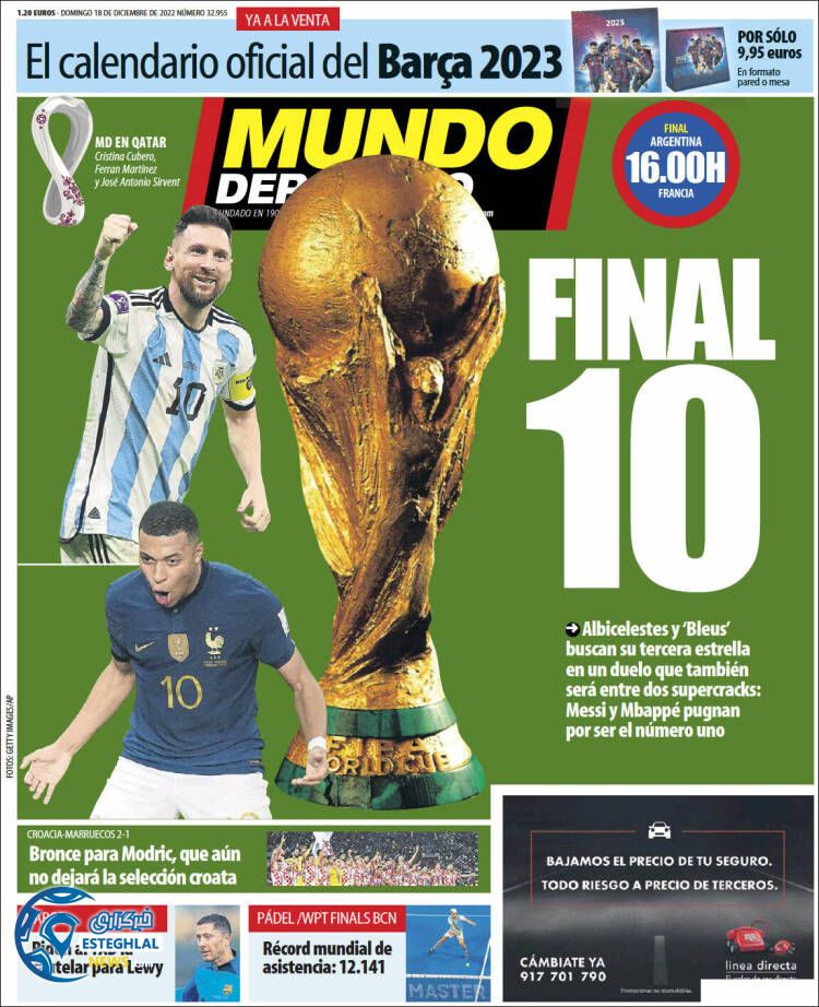 روزنامه ورزشی موندو دپورتیوو یکشنبه 27 آذر 1401