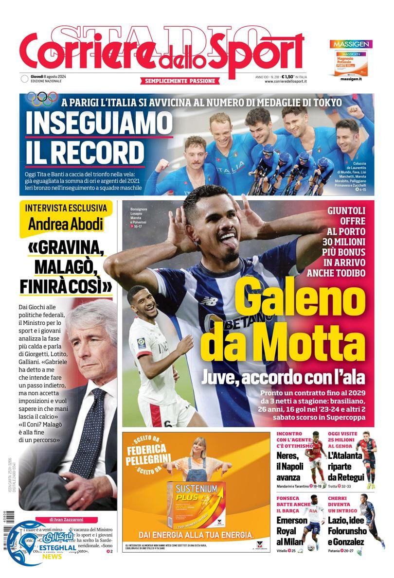 روزنامه ورزشی کوریره دلو اسپورت پنجشنبه 18 مرداد 1403 