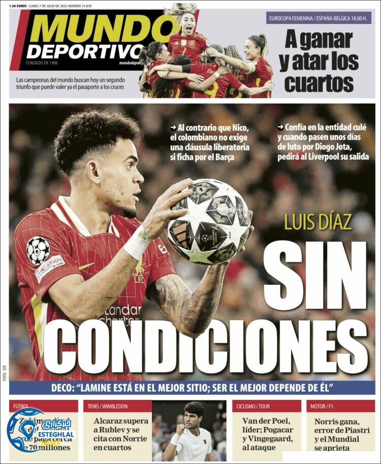 روزنامه ورزشی موندو دپورتیوو دوشنبه 16 تیر 1404  