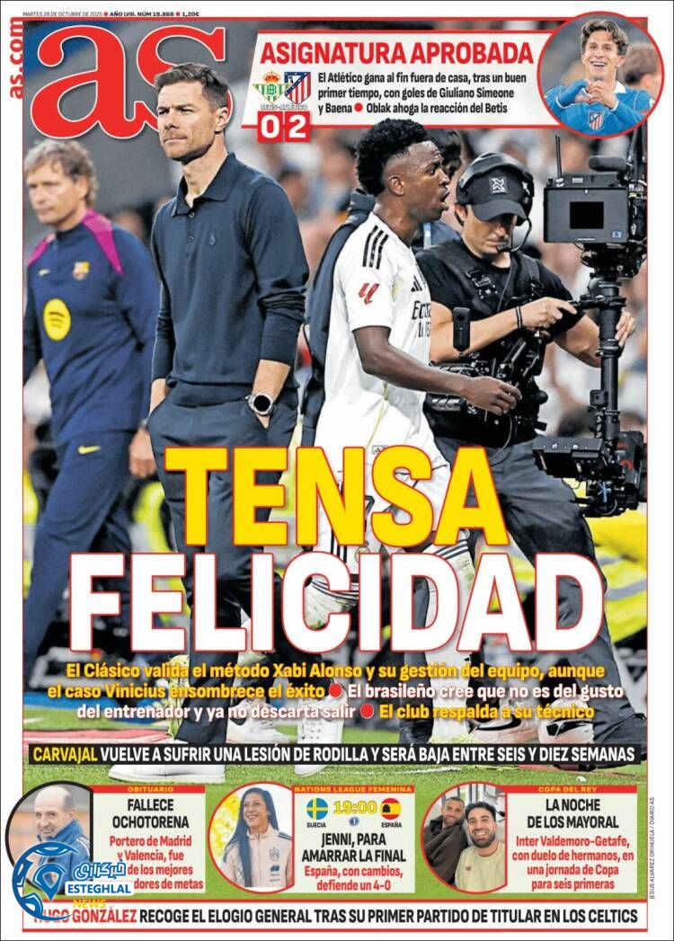 روزنامه  ورزشی آ اس  سه شنبه 6 آبان 1404  