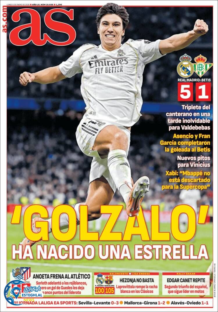 روزنامه  ورزشی آ اس  دوشنبه 15 دی 1404 