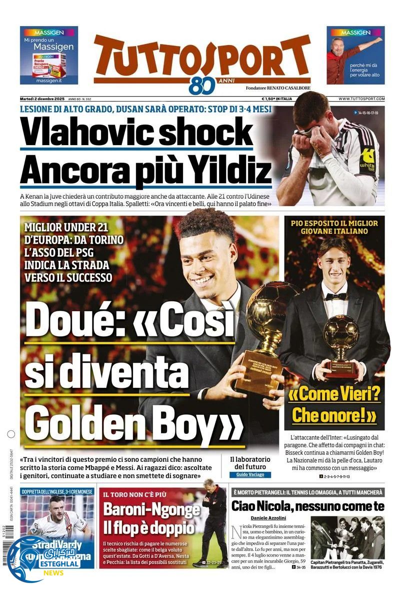 روزنامه  ورزشی توتو اسپورت سه شنبه 11 آذر 1404  