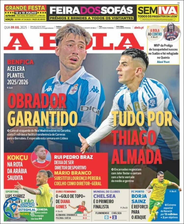 روزنامه ورزشی آبولا چهارشنبه 18 تیر 1404  