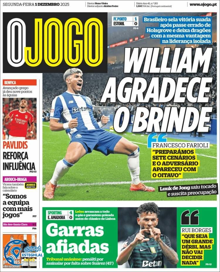 روزنامه ورزشی اوجوگو دوشنبه 10 آذر 1404  