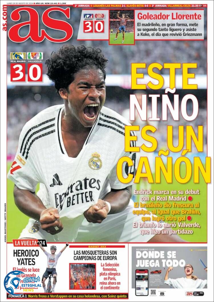 روزنامه  ورزشی آ اس دوشنبه 5 شهریور 1403 