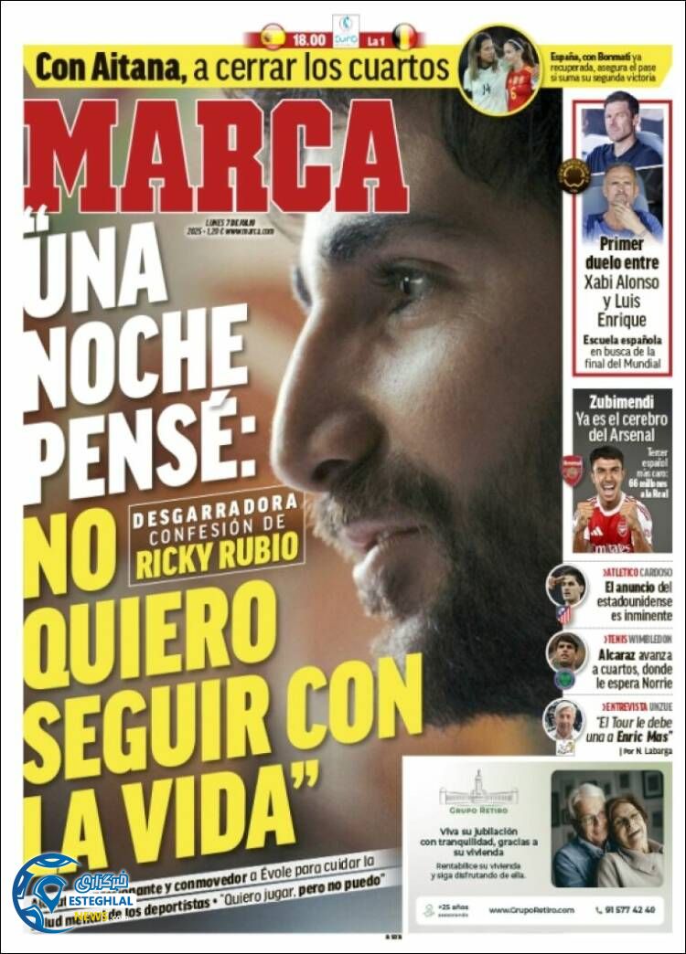 روزنامه ورزشی مارکا دوشنبه 16 تیر 1404  