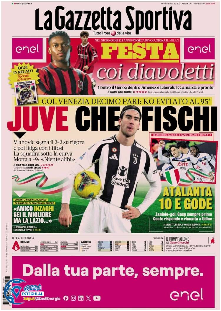 روزنامه ورزشی گلتزتا دلو اسپورت یکشنبه 25 آذر 1403 