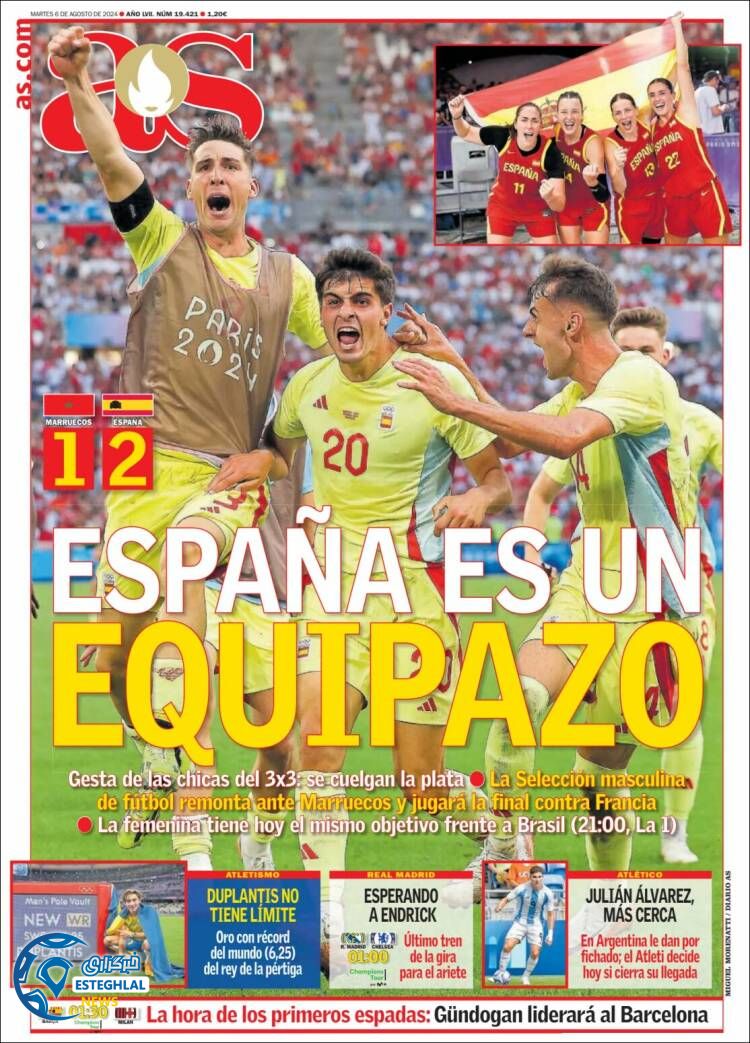 روزنامه ورزشی آ اس سه شنبه 16 مرداد 1403 