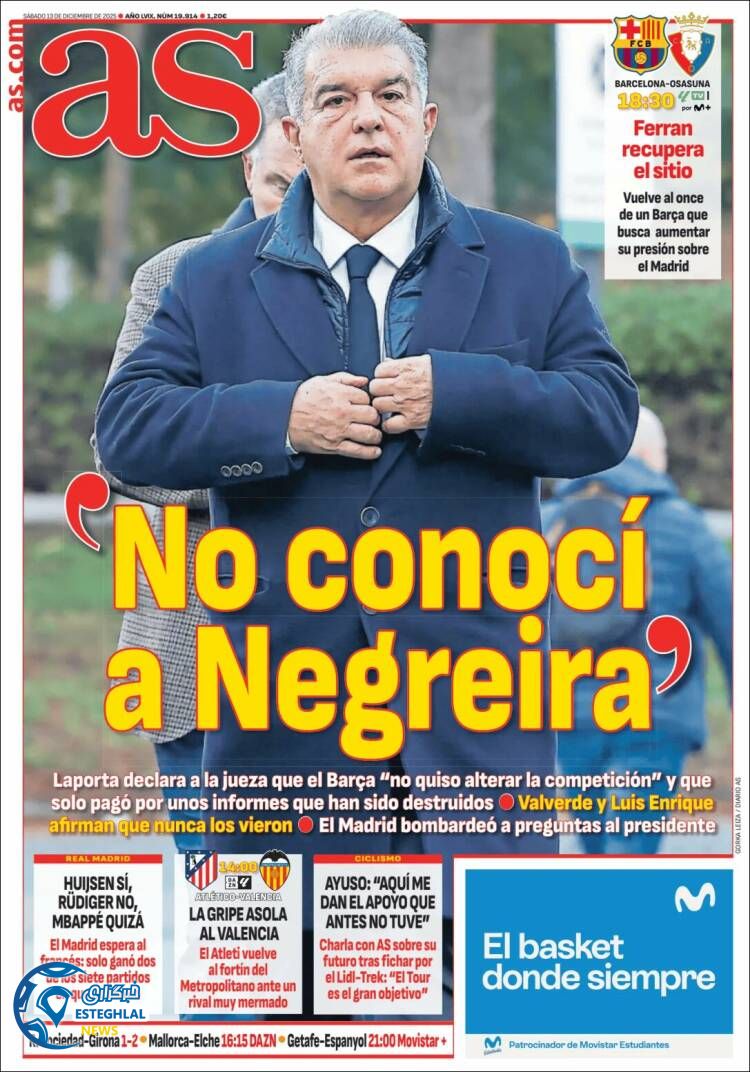 روزنامه  ورزشی آ اس شنبه 22 آذر 1404 