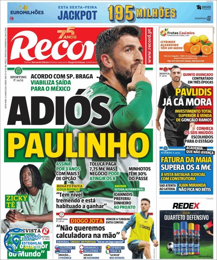 روزنامه ورزشی رکورد جمعه 1 تیر 1403 