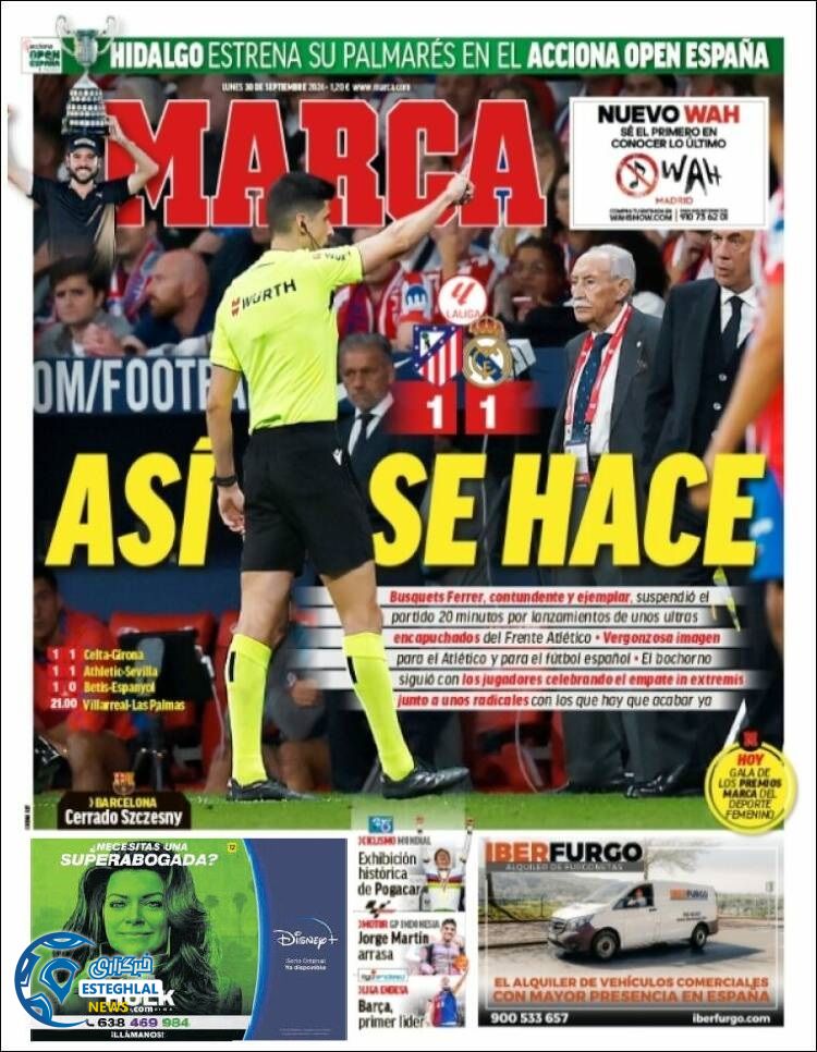 روزنامه ورزشی مارکا دوشنبه 9 مهر 1403 