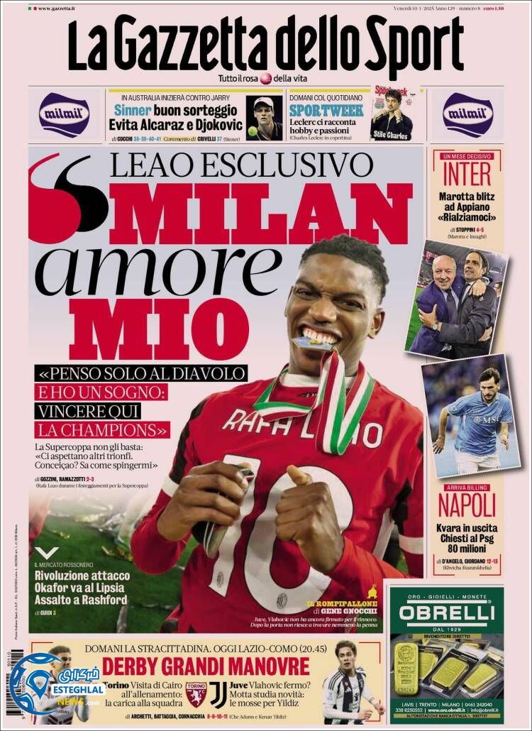 روزنامه ورزشی گاتزتا دلو اسپورت جمعه 21 دی 1403