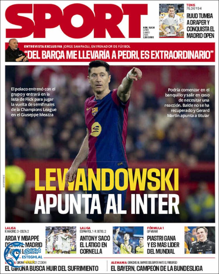 روزنامه ورزشی اسپورت دوشنبه 15 اردیبهشت 1404 