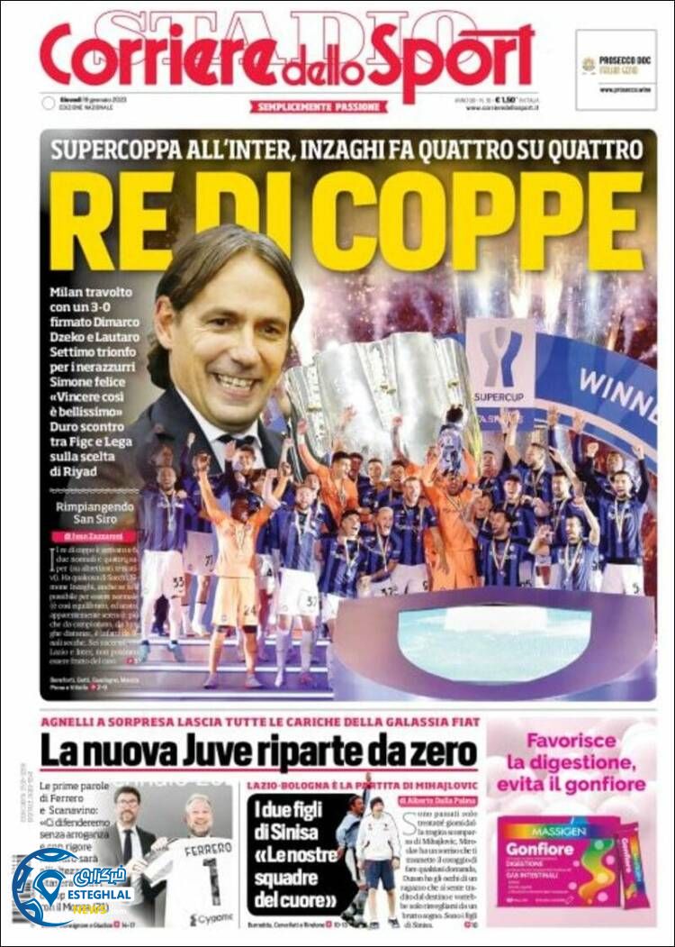 روزنامه ورزشی کوریره دلو اسپورت پنجشنبه 29 دی 1401 