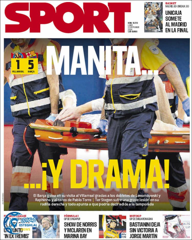 روزنامه  ورزشی اسپورت دوشنبه 2 مهر 1403 