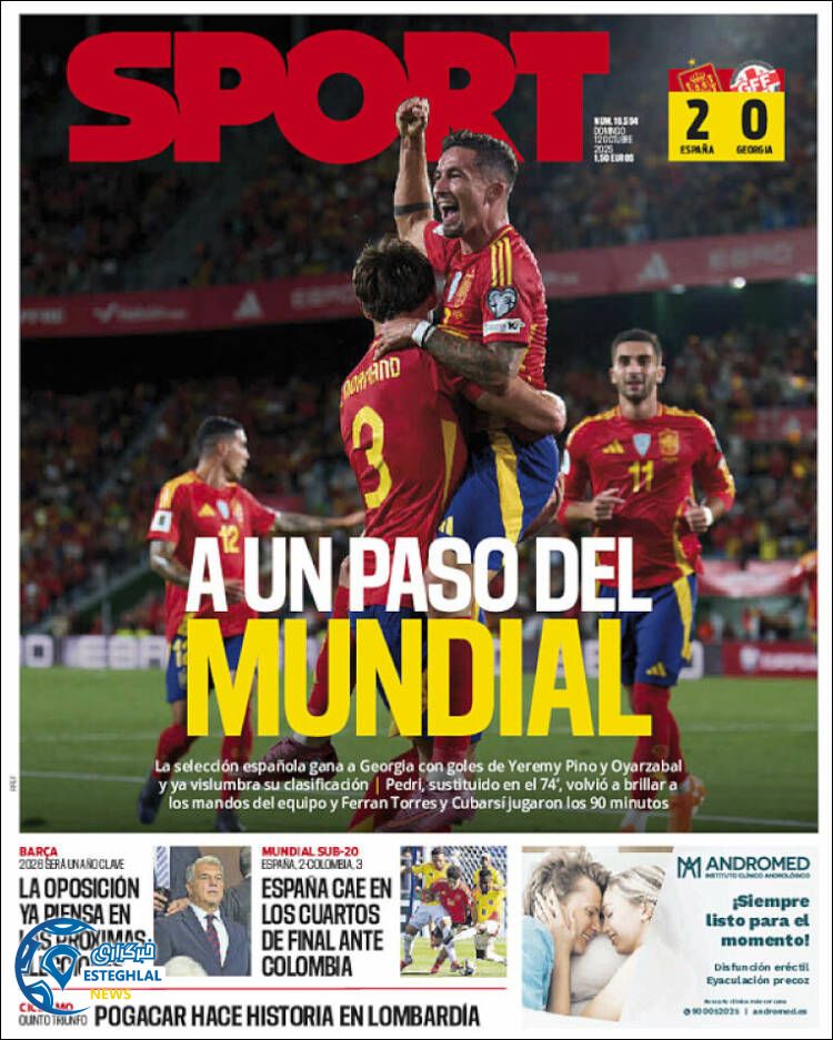 روزنامه ورزشی اسپورت  یکشنبه 20 مهر 1404 