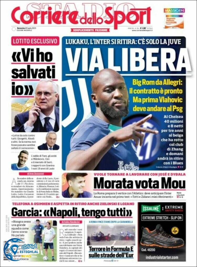 روزنامه ورزشی کوریره دلو اسپورت یکشنبه 25 تیر 1402 