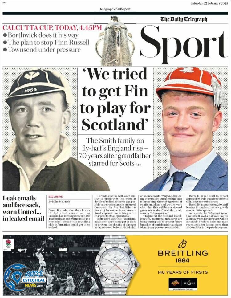 روزنامه ورزشی  تلگراف اسپورت شنبه 4 اسفند 1403 