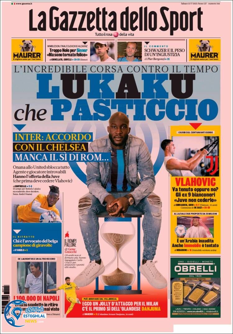 روزنامه  ورزشی گاتزتا دلو اسپورت شنبه 24 تیر 1402 