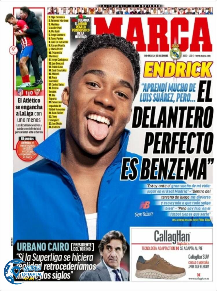 روزنامه ورزشی مارکا یکشنبه 3 دی 1402 