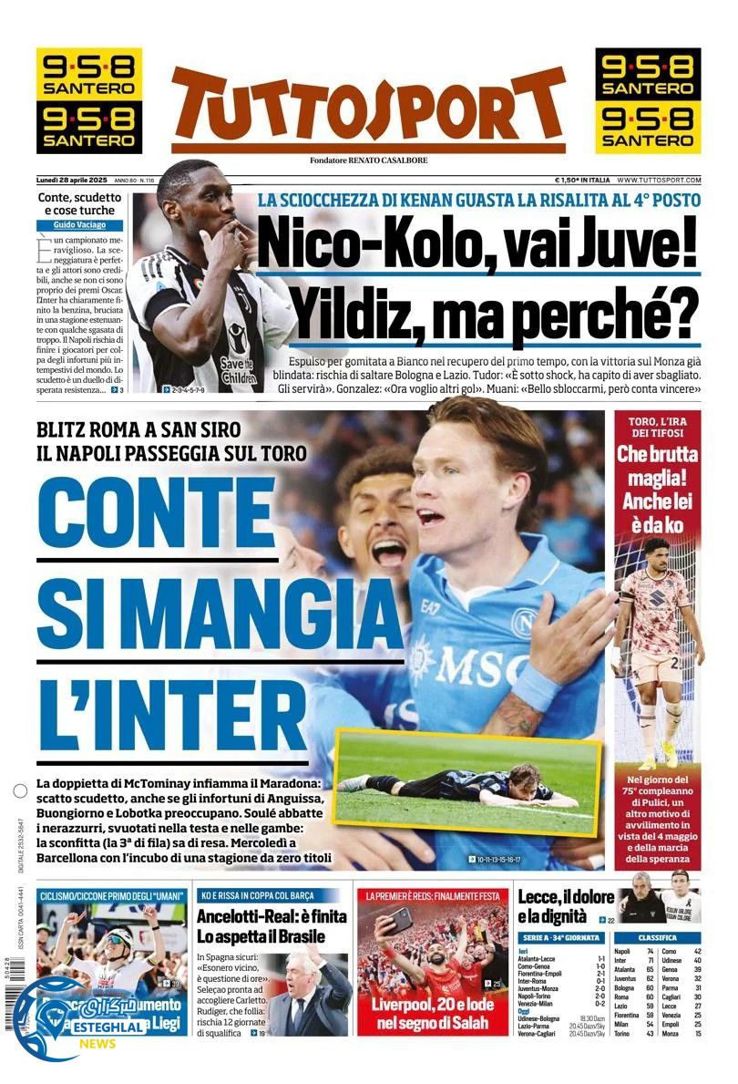 روزنامه ورزشی توتو اسپورت دوشنبه 8 اردیبهشت 1404 