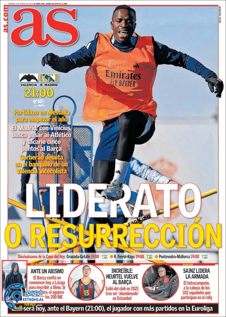 روزنامه ورزشی آ اس جمعه 14 دی 1403 