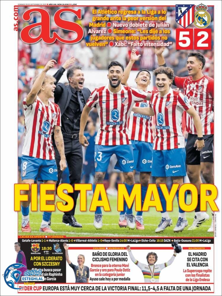 روزنامه ورزشی آ اس  یکشنبه 6 مهر 1404 