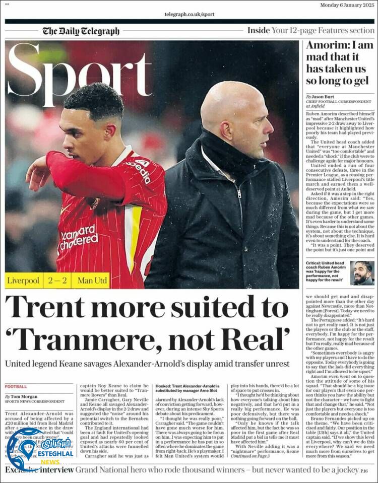 روزنامه ورزشی تلگراف اسپورت دوشنبه 17 دی 1403 