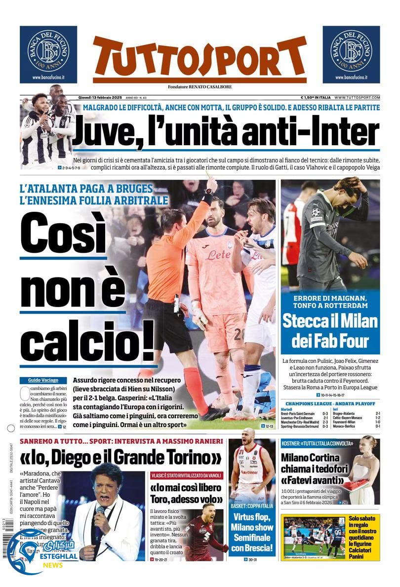 روزنامه  ورزشی توتو اسپورت پنجشنبه 25 بهمن 1403 