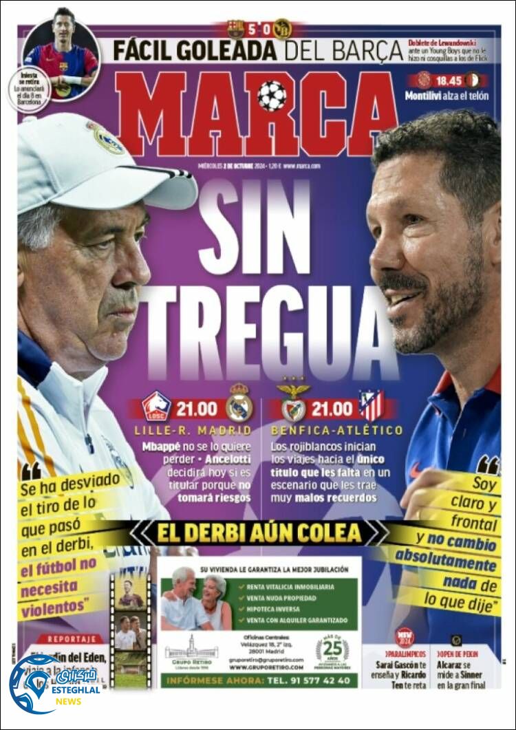 روزنامه ورزشی مارکا چهارشنبه 11 مهر 1403 