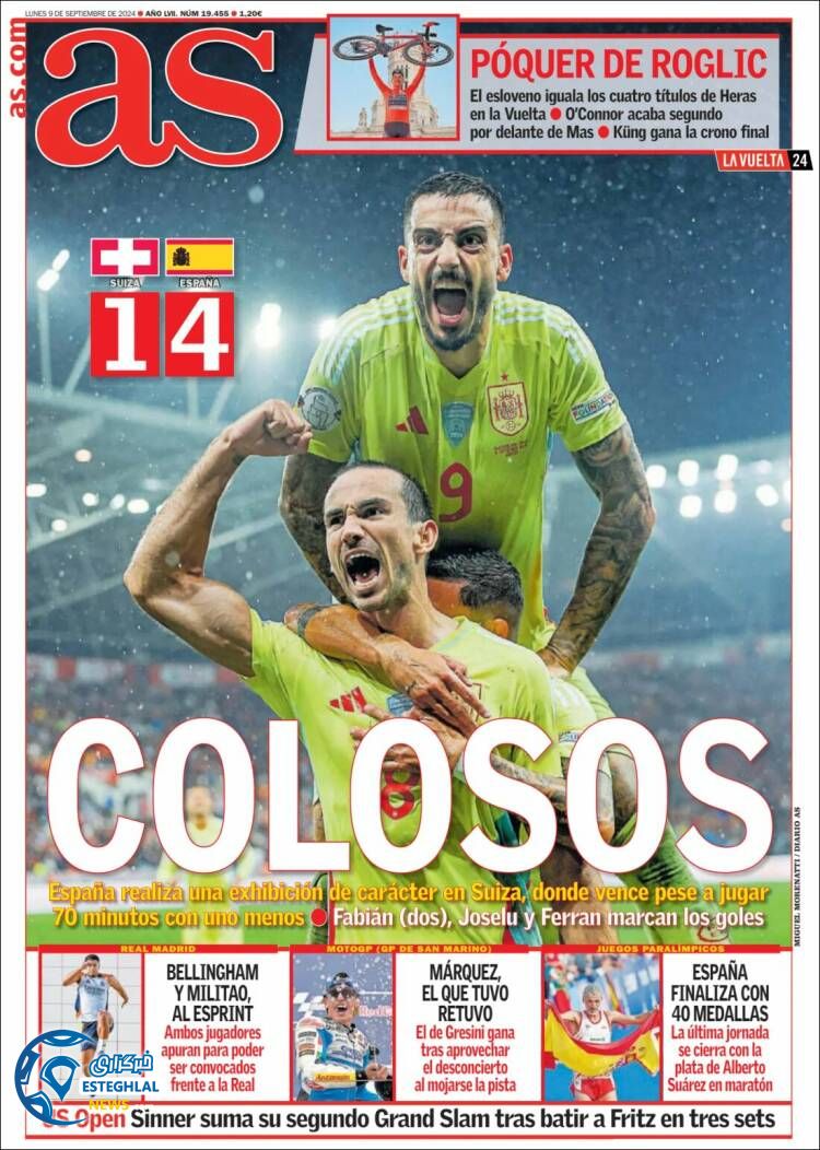 روزنامه ورزشی آ اس دوشنبه 19 شهریور 1403 