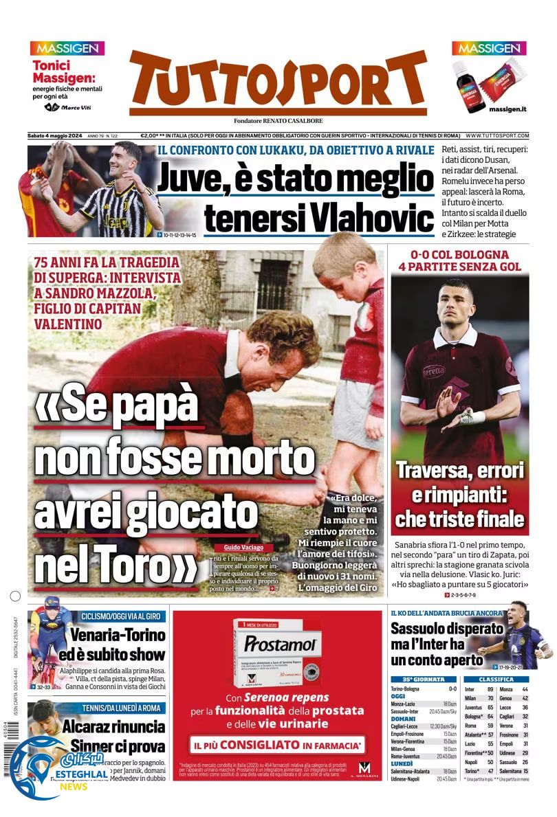 روزنامه  ورزشی توتو اسپورت شنبه 15 اردیبهشت 1403 