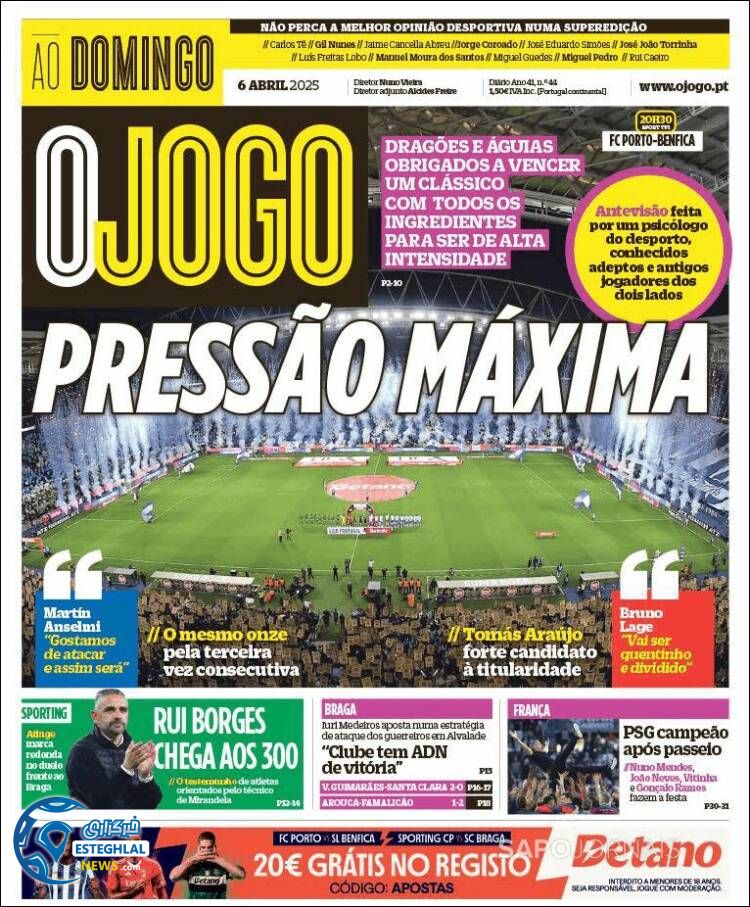 روزنامه ورزشی اوجوگو یکشنبه 17 فروردین 1404 