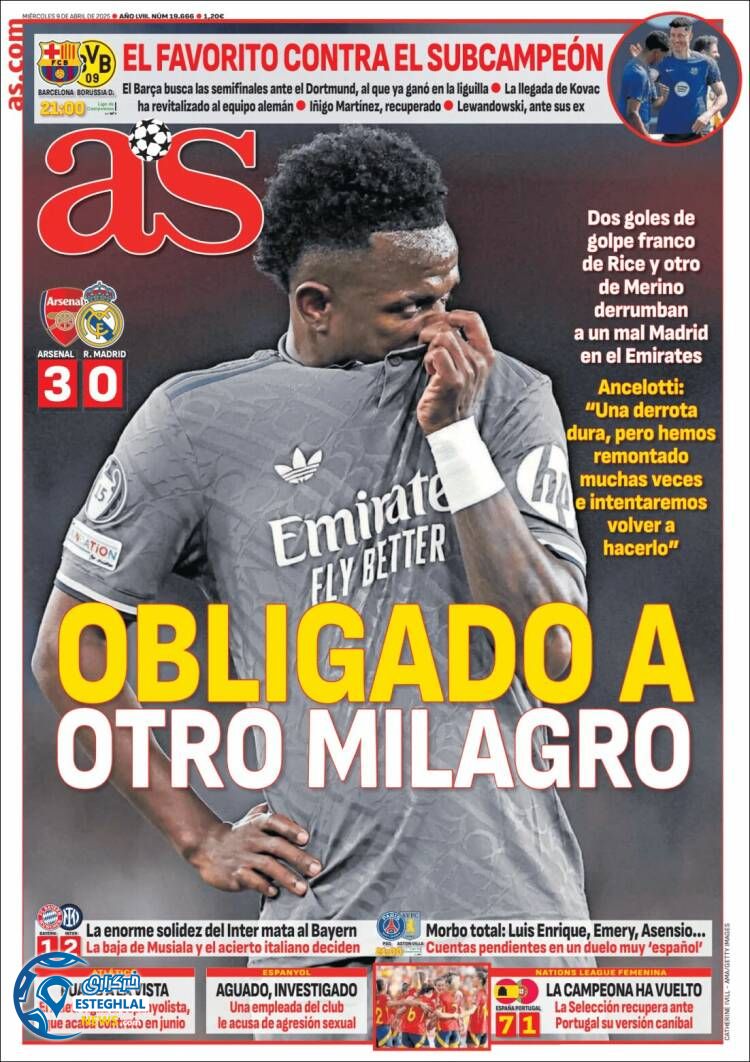 روزنامه ورزشی  آ اس چهارشنبه 20 فروردین 1404