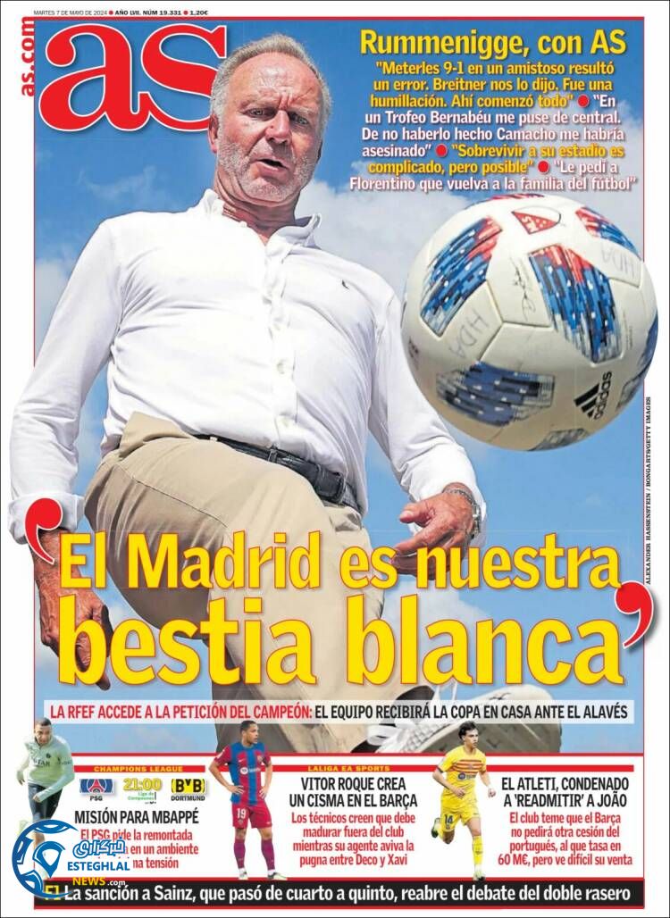 روزنامه ورزشی آ اس سه شنبه 18 اردیبهشت 1403 