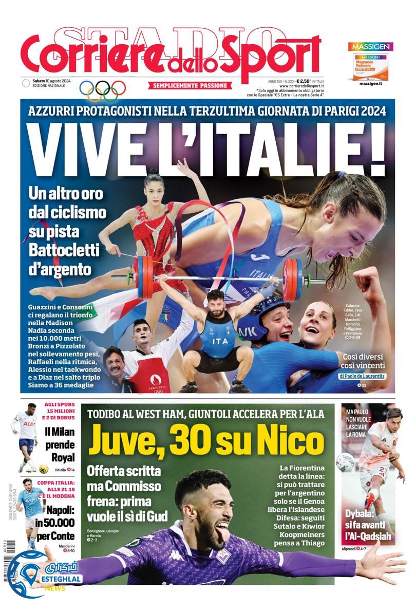 روزنامه ورزشی کوریره دلو اسپورت شنبه 20 مرداد 1403 