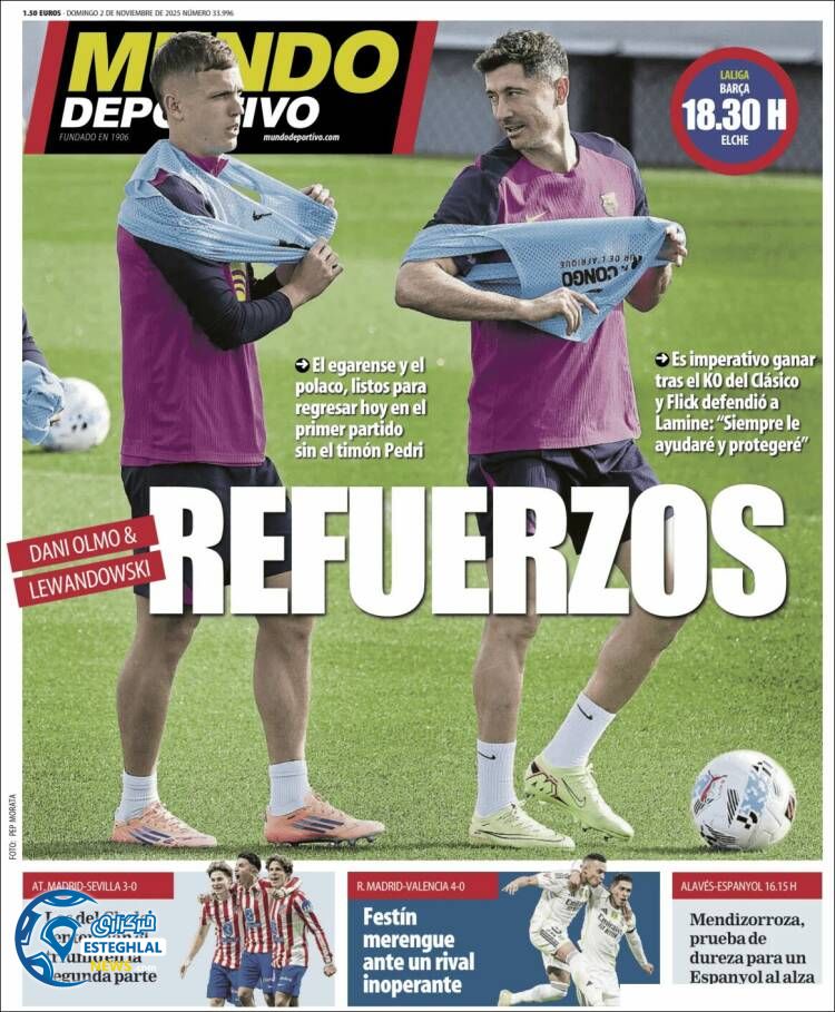 روزنامه  ورزشی موندو دپورتیوو یکشنبه 11 آبان 1404  