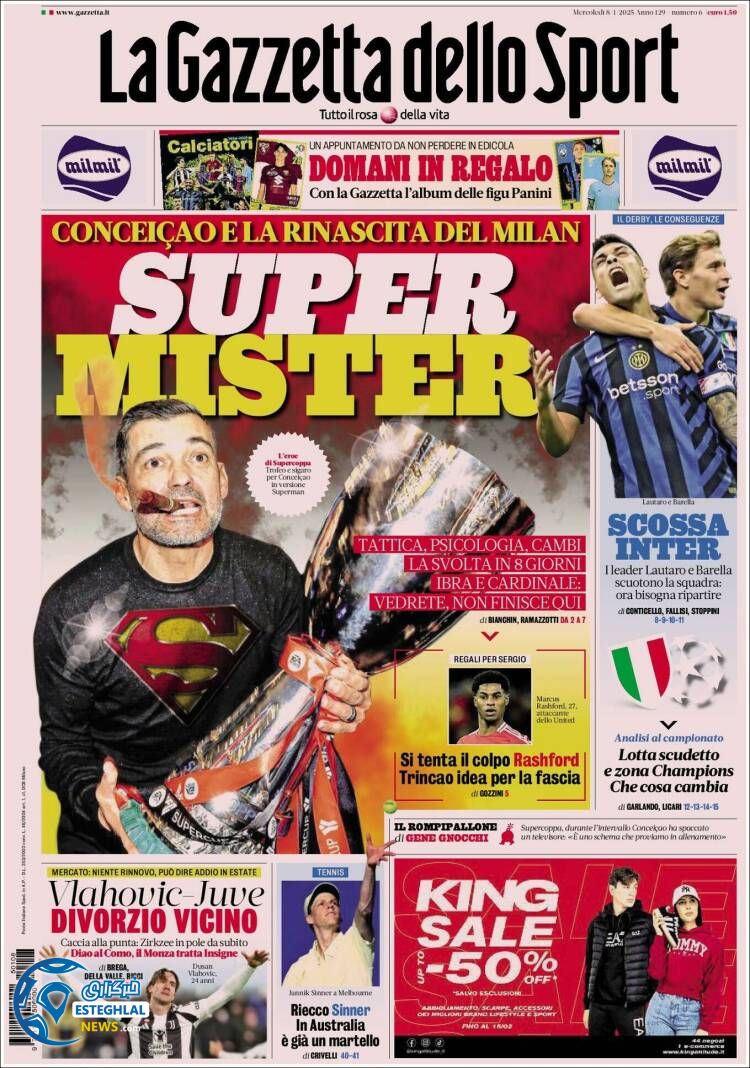 روزنامه  ورزشی گلتزتا دلو اسپورت چهارشنبه 19 دی 1403  