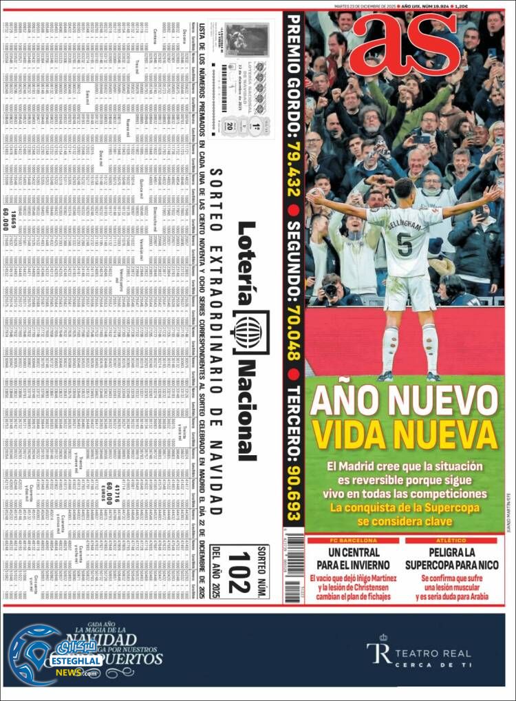 روزنامه  ورزشی آاس  سه شنبه 2 دی 1404  