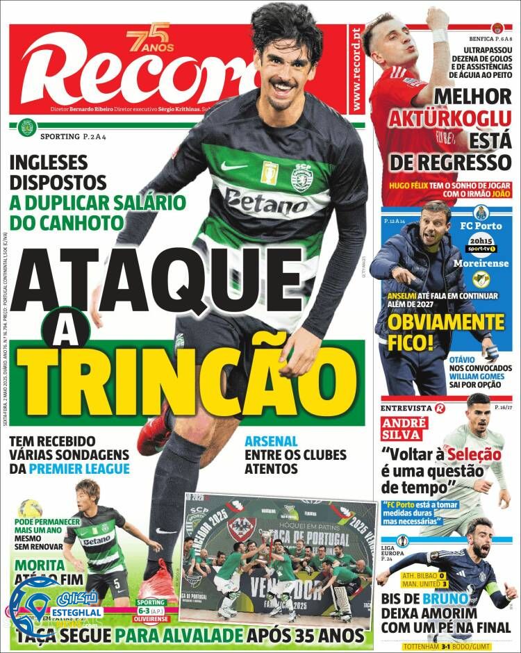 روزنامه  ورزشی رکورد جمعه 11 اردیبهشت 1404 