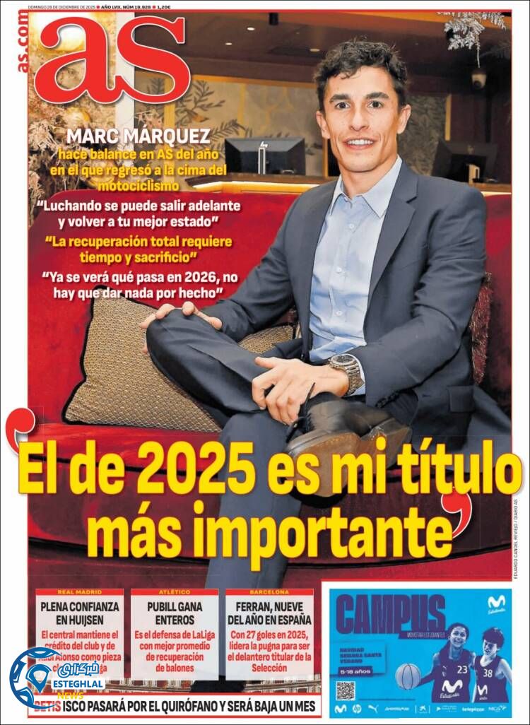 روزنامه  ورزشی آ اس  یکشنبه 7 دی 1404 