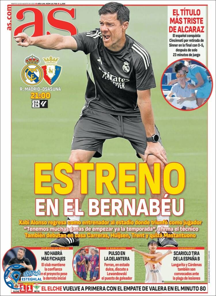 روزنامه ورزشی آ اس سه شنبه 28 مرداد 1404