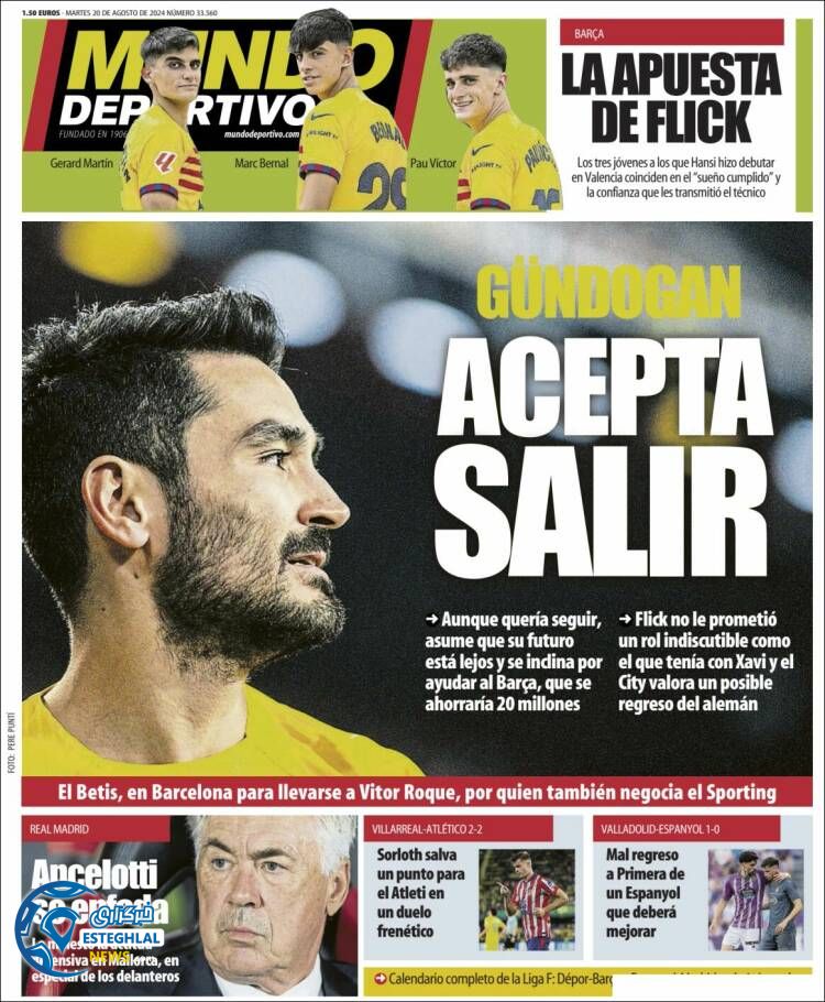 روزنامه ورزشی موندو دپورتیوو سه شنبه 30 مرداد 1403 