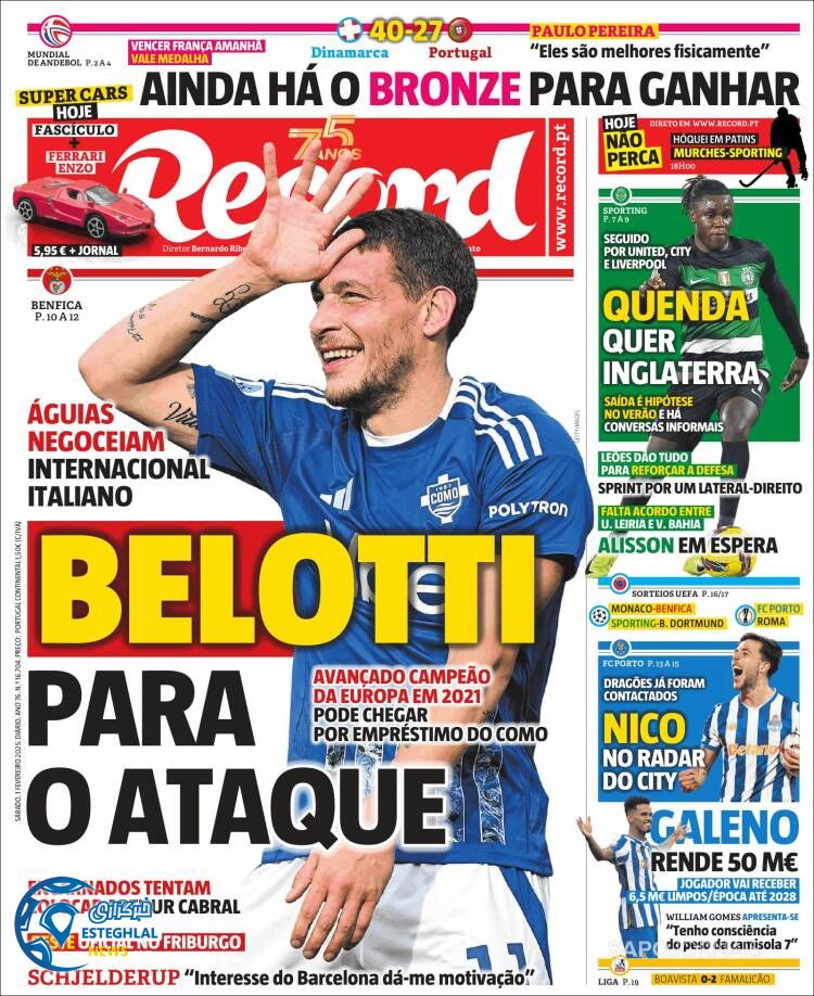 روزنامه ورزشی رکورد شنبه 13 بهمن 1403 