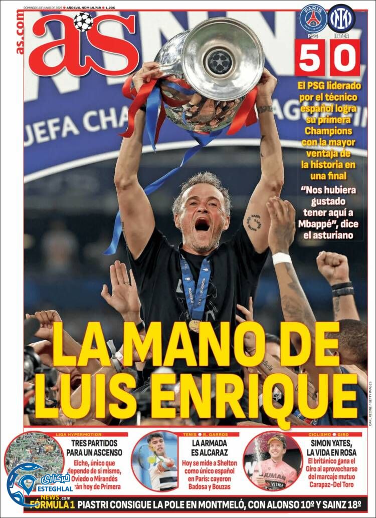 روزنامه ورزشی آ اس یکشنبه 11 خرداد 1404  