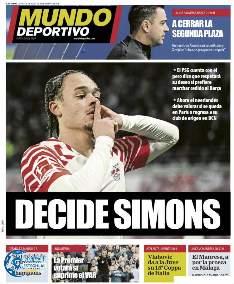 روزنامه ورزشی موندو دپورتیوو پنجشنبه 27 اردیبهشت 1403 